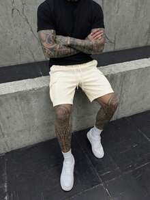 GENTILAND Men's Casual Drawstring Waist Cargo Shorts For Daily Commute, Sports, And Work Patterned Shorts Men Men's Jogger Shorts Cream Shorts Men Men's Cargo Shorts Men's Street Wear Shorts Men S Shorts Men S Shorts 7 Inch Inseam Jogging Shorts For Men Mens Clothes Short Set - Apricot - View 4