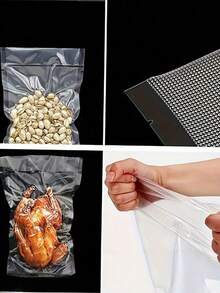 50个装，加厚网状真空包装袋，食品包装用，压缩塑料密封袋，真空机卷袋，食品真空袋 - 白色 - 查看 7