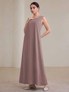 Graceveil 2pcs Women Traditional Long Dress & Abaya Coat Set Modest - Pink - View 5