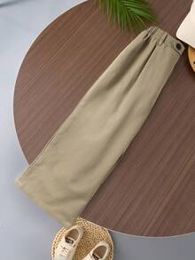 Young BoyWhite Pants With Waist Buckle Design, Suitable For Parties, Festivals, And Gatherings - Khaki - View 4