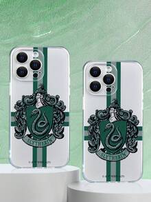 HARRY POTTER X SHEIN 1个斯莱特林学院哈利波特蛇形徽章条纹手机壳 | 创意十足，英伦学院风，防尘防水 | 兼容iPhone 17/17 Pro/17 Pro Max/Air/16/15/14/13/12/11/Pro/Pro Max/X/XR/XS/XS Max/7/8/Plus - 無色 - 查看 4