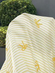 SHEIN Bộ áo liền quần dáng rộng kẻ sọc cổ vuông tay ngắn cho bé gái tuổi teen, thích hợp cho kỳ nghỉ. - Màu vàng - Xem 7