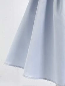 SHEIN 女童优雅露背蝴蝶结腰身拼接连衣裙，时尚派对礼服，日常穿着可爱甜美 - 藍色 - 查看 4