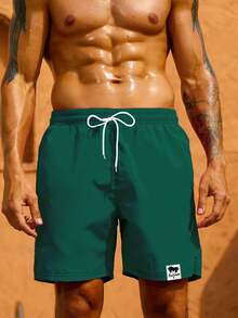 Surfspeed 男士纯色前系带口袋简约短裤，休闲/度假装