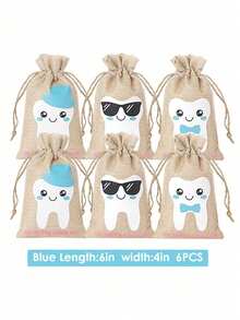 6pcs Tooth Fairy Pouches, Blue & Pink Tooth Fairy Bags, Holiday & Birthday Gift - Multicolor - View 8