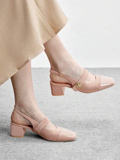 CUCCOO BIZCHIC Women's Classic Low Heel Slingback Flats, Black