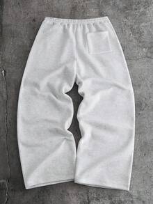 AXEPEAK 男士条纹抽绳腰阔腿宽松休闲运动裤 - 淺灰色 - 查看 2