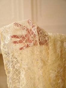 ZEYLAH Đầm dài dáng chữ H ôm eo, trang trí hoa 3D, thích hợp cho mùa xuân/hè. - Màu be - Xem 8