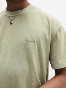 SUMWON Men's Essentials Script Crew Neck Short Sleeve T-Shirt Casual Everyday Wear Spring Summer Basic Tee - Mustard Yellow - View 6