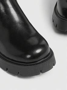 Sugerpunk 女士时尚百搭通勤厚底过膝靴 - 黑色 - 查看 8
