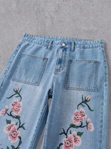 Manfinity Denimwave Quần jeans ống đứng loe dành cho nam, có họa tiết. - Rửa trung bình - Xem 3