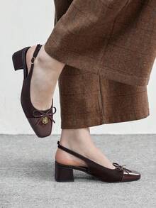 CUCCOO BIZCHIC 女士经典低跟套脚鞋，黑色，适合圣诞节、情人节、春季穿着 - 咖啡棕 - 查看 3
