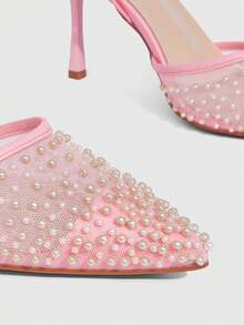 CUCCOO SZL Women's Fashionable Elegant Party Rhinestone Decorated Pumps Spring Shoes - Pink - View 5
