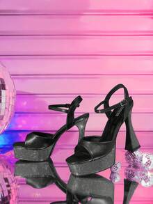 CUCCOO LuxiPop Women Heeled Sandals - Black - View 6