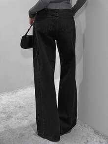 DAZY Loose Fit Relaxed Draping Ankle Length Women Jeans - Black - View 2