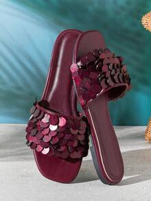 SHUZIA Women's Casual Comfortable Waverly Shell Flat Sandals - Red Violet - View 1