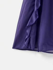 SHEIN Unity Deep Purple Maxi Dress,Lace Bust Detail Delicate Straps Soft Ruffled Skirt Elegant Summer Evening Party Dress French Parisian Style - Purple - View 6