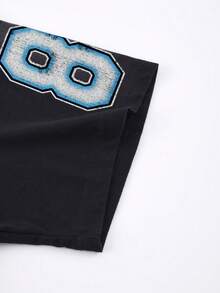 ROMWE MEN Street Life Men's Jesus Print Washed Vintage Distressed Short Sleeve T-Shirt,  Spring/Summer - Black - View 4