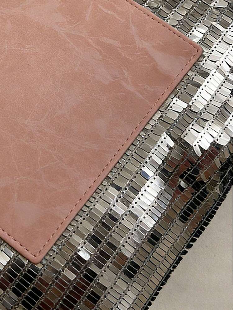 Joivida 1 Pc Women's Sparkly Sequins PU Handbag Large Capacity Multi-Functional Shoulder Bag For Daily Commute Leisure Travel Ideal Gift For Valentine's Day New Year BackSchool Season(Blue/Pink) - Multicolor - View 10