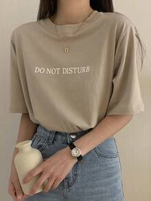 DAZY 女士宽松常规版型字母印花 T 恤夏季