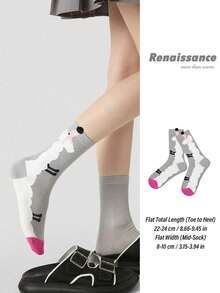 Joivida 1Pc/3pcs High Quality Cartoon Puppy Socks For Women |Dachshund | Poodle | Dalmatian | Thickened Warm Mid-Calf Socks, Soft Home Sleep Socks, Sweet Style Autumn Winter Gift ,Valentine's Day - Multicolor - View 18