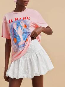 Travachic Women's Floral Embroidery Romantic Flared Midi Skirt, Vacation - White - View 1