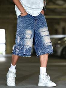 Manfinity Roughcore 男士毛边百慕大牛仔阔腿短裤