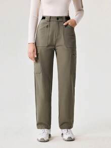 OutZeal Women Water-Resistant Stretch Nylon Zip Pockets Outdoor Pants Hiking Camping - Gray Khaki - View 6