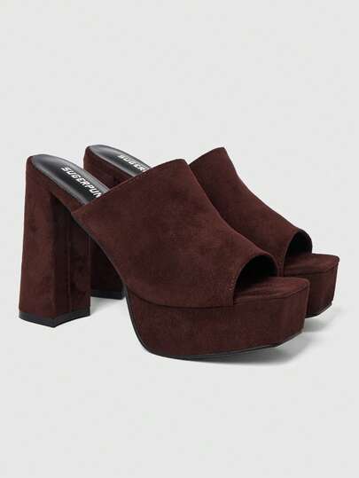 Sugerpunk Sandalias de plataforma con punta abierta, de tacón súper alto y resistentes al agua, de gamuza