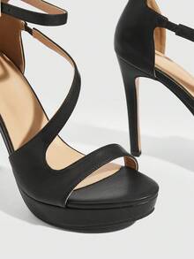 CUCCOO SZL Women's Buckle Design Fashion Daily Wear High Heel Sandals - Black - View 7