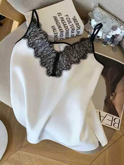 Resyla Women's Contrast Lace Fashionable Versatile Camisole