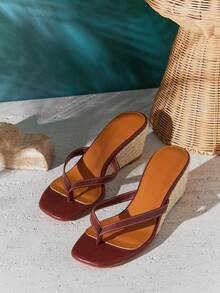 SHUZIA Dép xỏ ngón đế xuồng nhỏ màu cà phê dành cho nữ, kiểu dáng thoải mái, mũi vuông, thích hợp cho mùa xuân hè và các dịp lễ hội. - Cà phê nâu - Xem 4