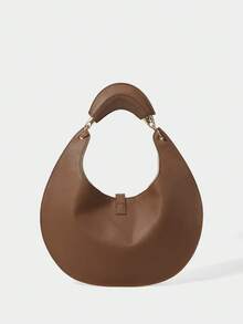 SHECARRY Túi xách nữ kiểu dáng bán nguyệt cổ điển với viền đinh tán và phụ kiện kim loại tinh tế. - màu nâu - Xem 4