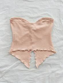 SHEIN Áo hai dây dáng rộng, tối giản, thoải mái cho bé gái tuổi teen, vạt áo bất đối xứng. - Màu Khaki - Xem 2