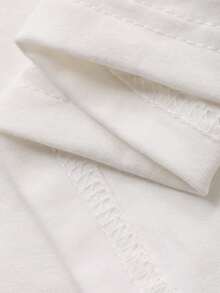 Livesso Casual Versatile Round Neck Puff Sleeve Loose Women T-Shirt - White - View 7