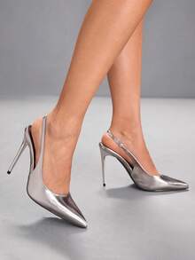 CUCCOO SZL 女士尖头高跟派对鞋，优雅时尚 - 淺灰色 - 查看 4