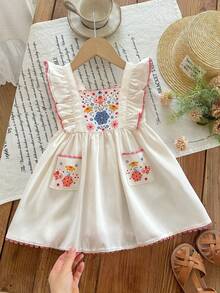 LMoss Kids Baby Girl Ditsy Floral Ruffle Hem Casual Dress - Multicolor - View 1