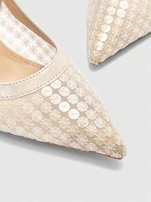 CUCCOO BIZCHIC Stylish And Elegant, Suitable For Daily Commuting, Pointed Short Heels, Hollow Shoes - Beige - View 8