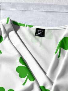 EMERY ROSE Áo sơ mi cỡ lớn in hình cỏ bốn lá, thích hợp mặc vào mùa hè, món quà tuyệt vời dành cho giáo viên, áo kiểu thanh lịch cho nữ vào mùa xuân và mùa hè. - Nhiều màu - Xem 5