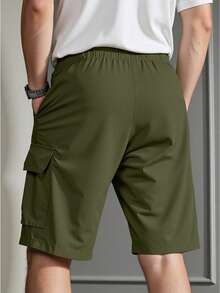 Manfinity Dauomo Men's Plain Drawstring Waist Cargo Pocket Casual Shorts