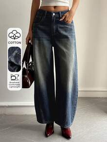 DAZY Women's Faded Minimalist Everyday Jeans - Blue - View 1