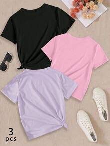 Kpop Girl Graphic Print Round Neck Short Sleeve Casual Versatile T-Shirt - Multicolor - View 6