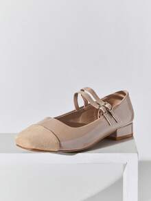 SHUZIA Women's Elegant French Patchwork Mary Jane Pumps - Apricot - View 7