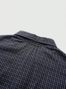 ROMWE MEN Prep Áo polo nam tay ngắn kẻ caro ghép mảnh in chữ và số, kiểu dáng thường ngày, đa năng, phù hợp đi làm. - Màu be - Xem 7