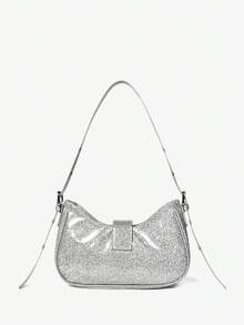 Viva Strut 1 pieza Bolso bandolera con decoración de remaches, estilo punk, ajustable, para mujeres y adolescentes, estilo Y2K - Plata brillante - Ver 4