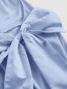SHEIN MOD Đầm xanh hở lưng thắt nơ cổ yếm cho nữ, đầm ngày Valentine thanh lịch, đầm sinh nhật cho nữ, trang phục dự tiệc gợi cảm cho nữ, đầm dự đám cưới cho nữ, đầm hẹn hò cho nữ - Màu xanh lam - Xem 3