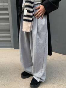 DAZY Women's Extra Loose Street Style Sweatpants With Elastic Waist & Drawstring,Women Joggers Fall - Light Grey - View 8