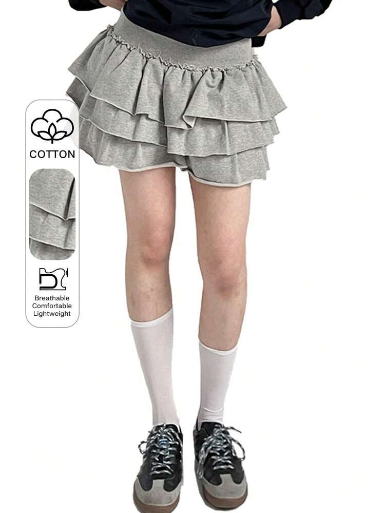 Women's Casual Ruffle Hem Mini Skirt