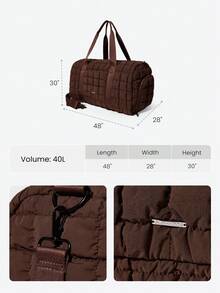 GLOWMODE 40L Maxi Water Resistant Adjustable Detachable Strap Side Sneaker Storage Zipper Pockets Quilted Hand Crossbody Duffel Gym Studio Travel Daily Casual