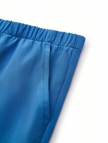 TaskEZ Conjunto de uniformes médicos: Parte superior de cuello en V de manga corta y pantalones para trabajadores de la salud - lago azul - Ver 3